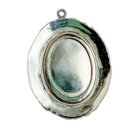 Victorian Gold w Tan, Orange Marble Type Oval Pearl Center Pendant - Picture 3 of 3